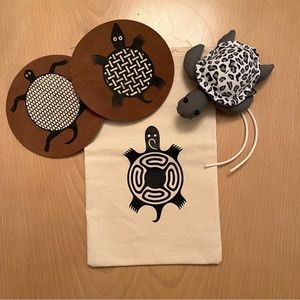 Leather Turtle Coaster and Paperweight Set